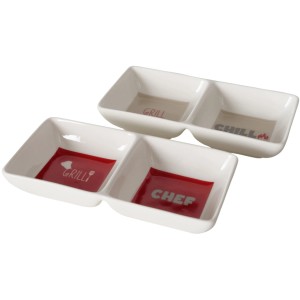 Boltze Schale Grillzeit, 2-fach sortiert in Grau und Rot, Deko-Highlight für Grillfans.