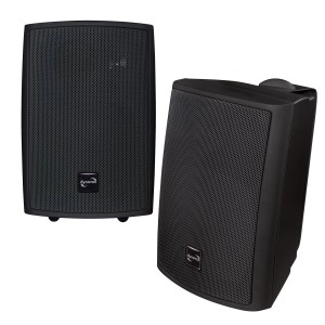 Schwarze Dynavox PB-402 Wetterfeste Lautsprecherboxen mit Halterung, Paar.