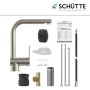 Schütte Niederdruck Spültischarmatur London mit Zubehör, Edelstahl-Optik.
