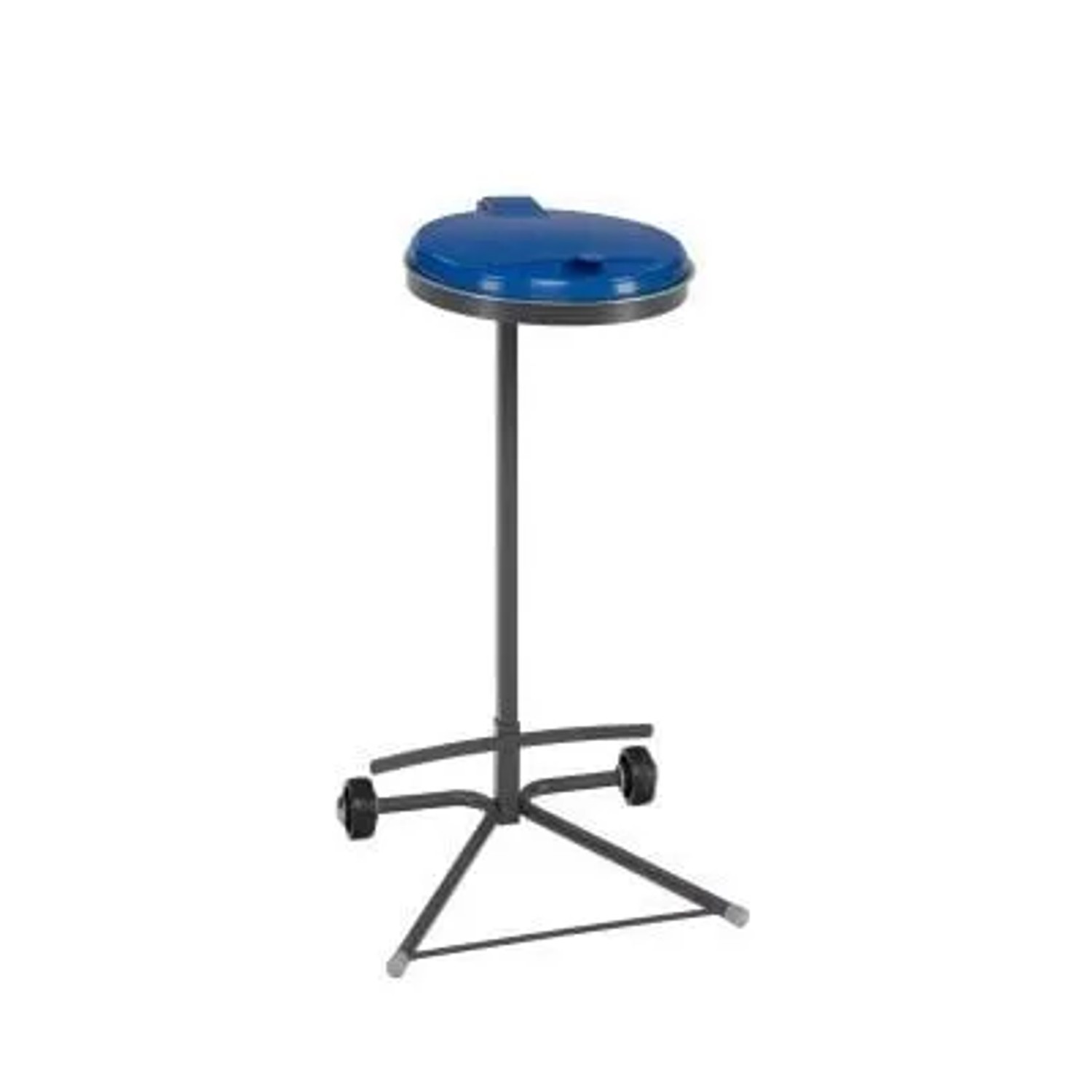 PROREGAL Robuster Abfallsammler Für Wertstoffsortierung 1 Fach Fahrbar Mit Rollen 120 Liter HxBxT 92 x 50 x 44 cm Stahl Grau Blau