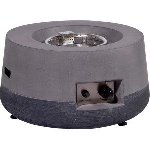 Graue Dobar Outdoor-Feuerschale Calido Ø 60 cm mit Gasflamme und Lavasteinen.