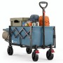 Blauer Sunula Bollerwagen, faltbar, mit Heckklappe, 115L Stauraum für Camping & Freizeit.