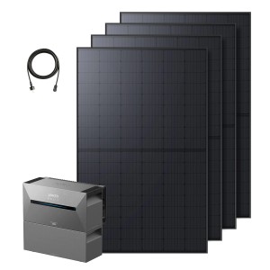 Anker Solix Balkonkraftwerk mit Speicher: 4 Solarpanels, Solarbank und Zubehör.