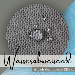 Graue Sensalux Tischdecke mit Wasserabperleffekt (Lotuseffekt).