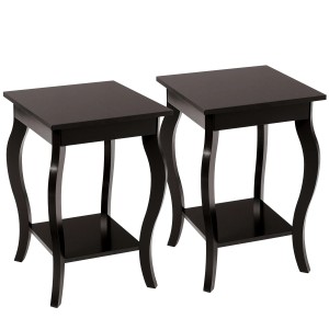 Costway 2er Set Nachttische in Braun mit Ablage, quadratisch, 40x40x60 cm.
