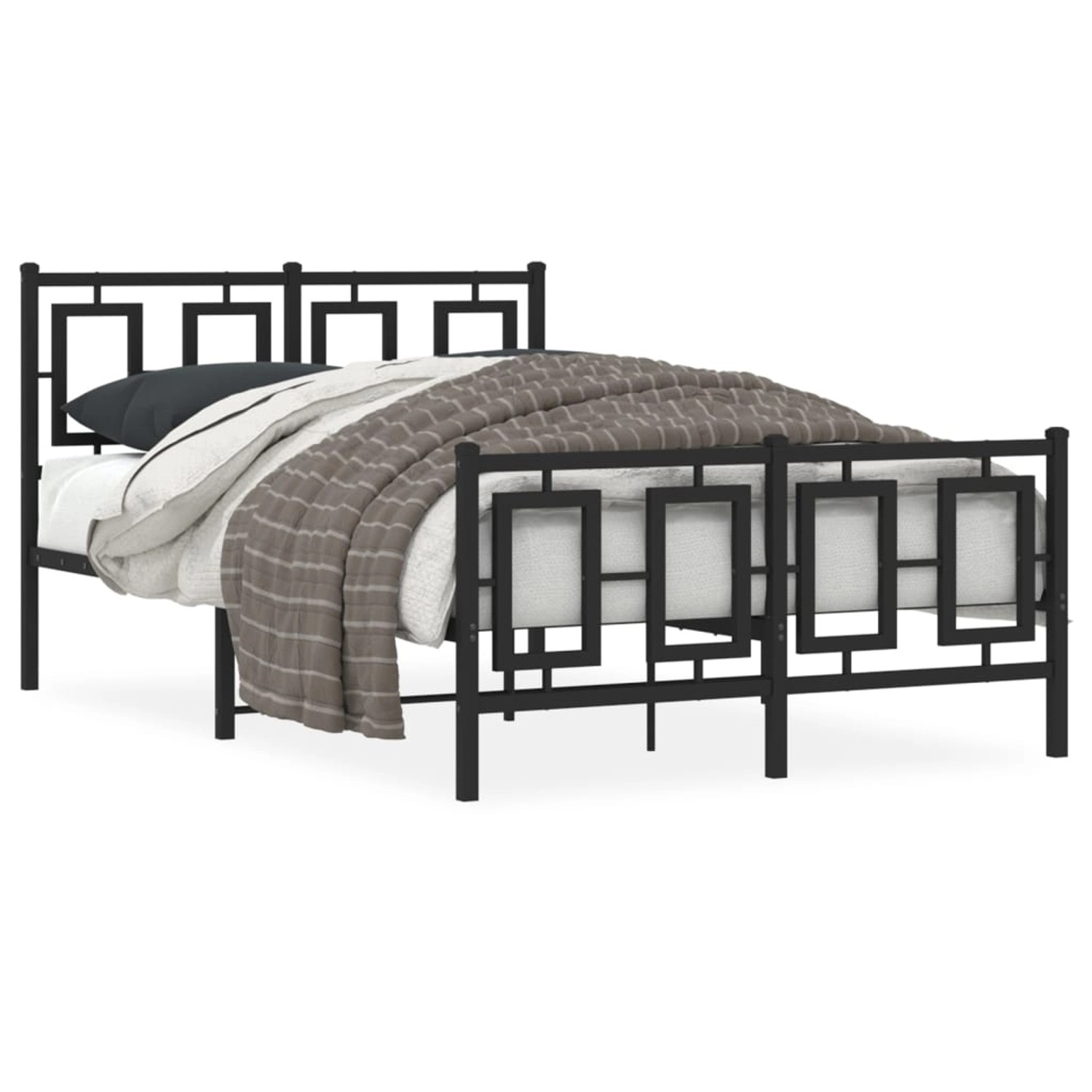 vidaXL Bettgestell mit Kopf- und Fußteil Metall Schwarz 120x190 cm 374256 günstig online kaufen