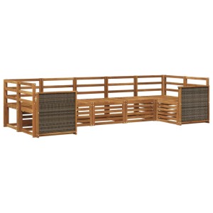 vidaXL Ecksofa Set aus Akazienholz, 6-teilig, für den Garten.