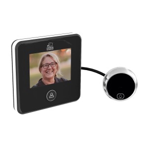 Basi Digitaler Türspion TS 800 in Schwarz mit LCD-Display und Kamera.