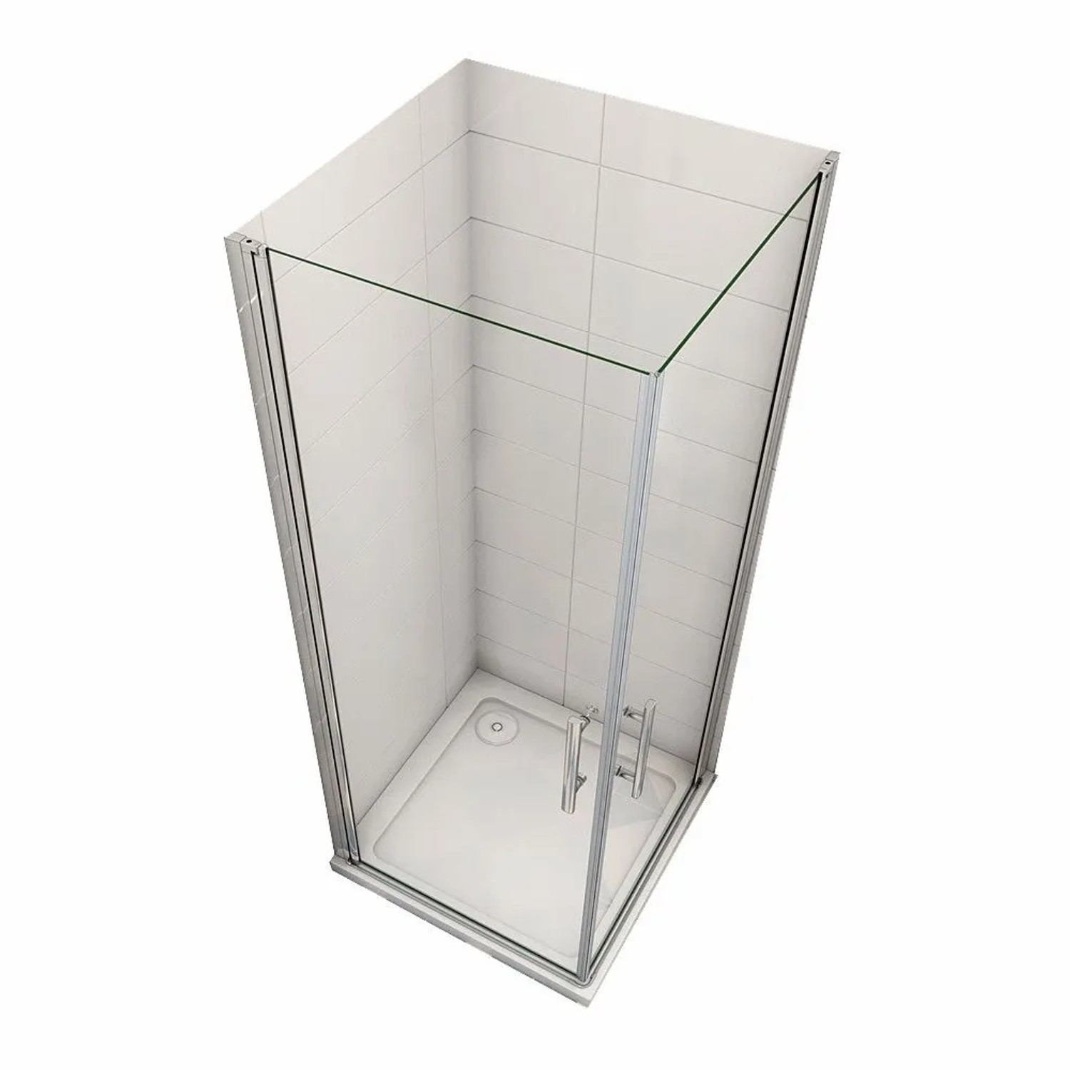 Duschparadies Duschkabinen Drehtür 80 x 80 x 185cm Eckeinstieg Dusche Duschwand 6mm Nano Klarglas Verchromt