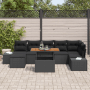 Schwarzes 8-tlg. vidaXL Garten-Sofa-Set aus Poly Rattan mit Stauraum und Tisch.