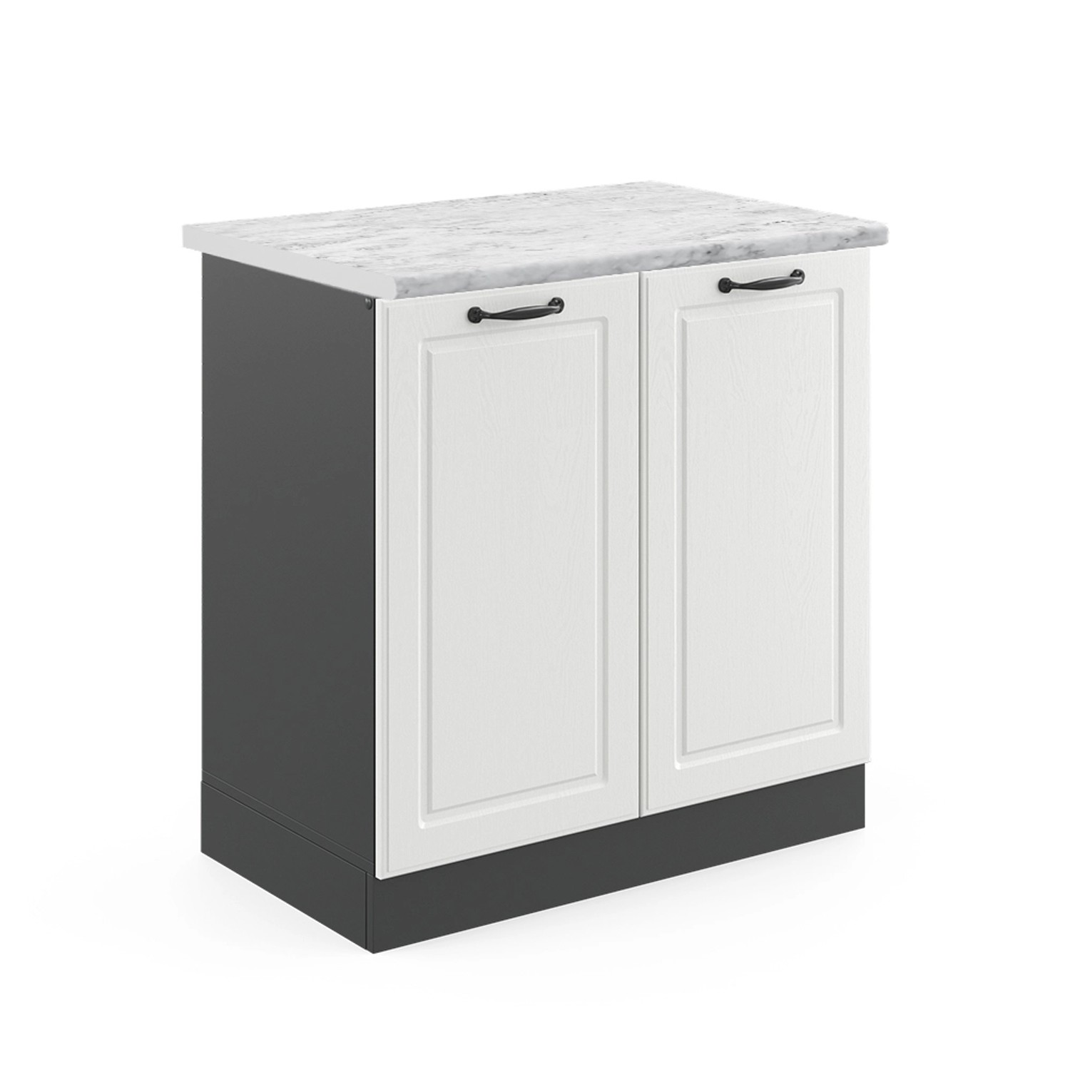 Vicco Spülenunterschrank R-Line Weiß Landhaus/Anthrazit 80 cm AP Marmor günstig online kaufen