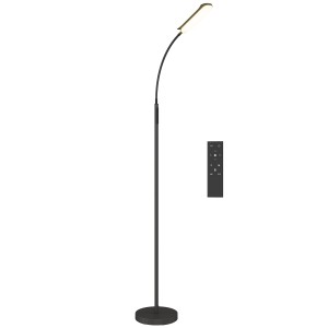 Schwarze HOMCOM Stehlampe aus Stahl, 175 cm hoch, mit Fernbedienung. Ideal als Innenleuchte.