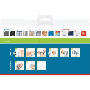 Verpackung der Tesa Duschablage Baath Plus, Montageanleitung für Duschregal ohne Bohren.