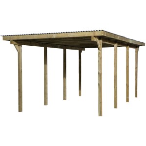 Weka Einzelcarport 606 aus Holz, 300x600 cm, mit stabiler Dachkonstruktion und massiven Pfosten.