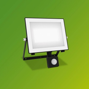 Schwarzer Philips LED-Außenstrahler mit Bewegungssensor, 5000 K, 4750 lm.