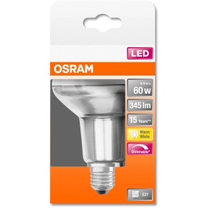 Osram LED Reflektorlampe E27, 5,9W, warmweiß, dimmbar. Kompakte Bauform, ideal für Wohnräume.
