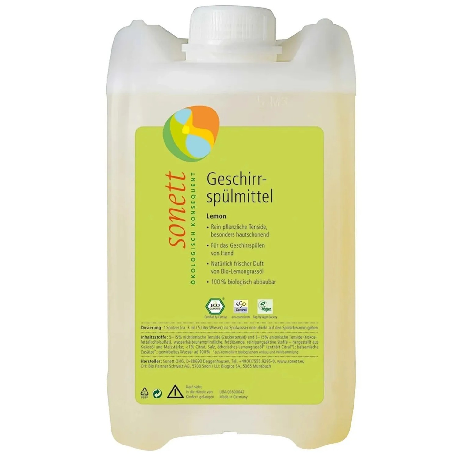 Sonett Geschirrspülmittel Lemon 5 Liter Kanister