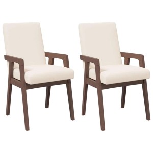 vidaXL Esszimmerstühle mit Kissen 2 Stk Braun Massivholz Gummibaum 4102481
