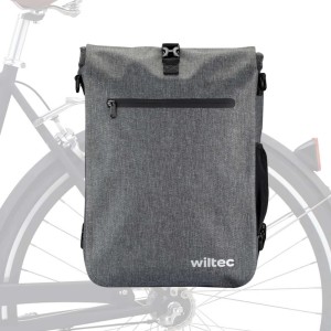 Wiltec Gepäckträgertasche Grau 25L Fahrradtasche Rucksack Gepäcktasche