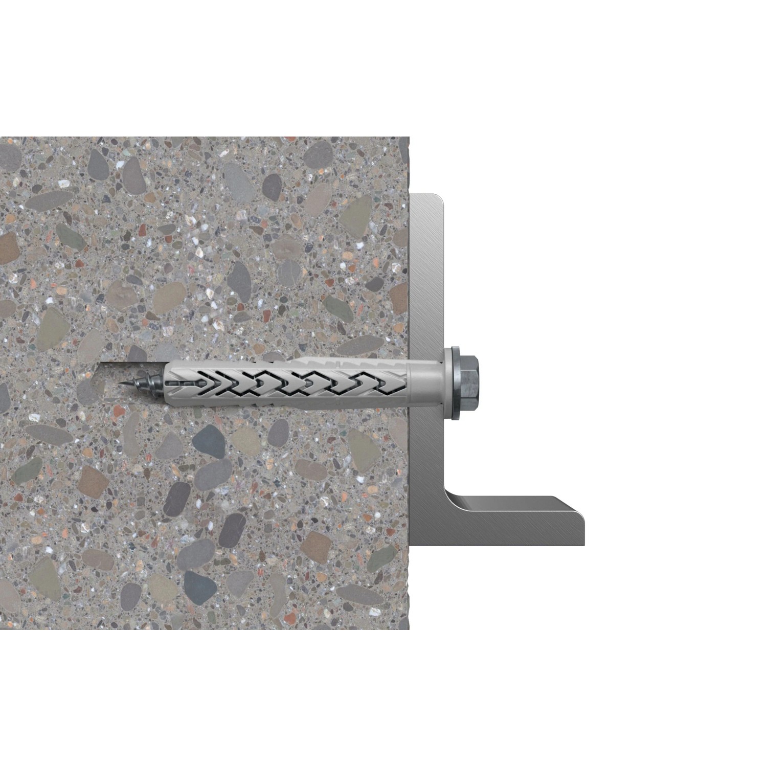 Fischer Langschaftdübel SXRL 14x160 FUS E im Beton, zur Befestigung von Metall.