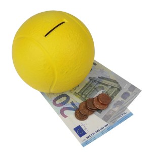 HMF 48910 Spardose Tennisball mit Schlüssel Durchmesser 10 cm Gelb