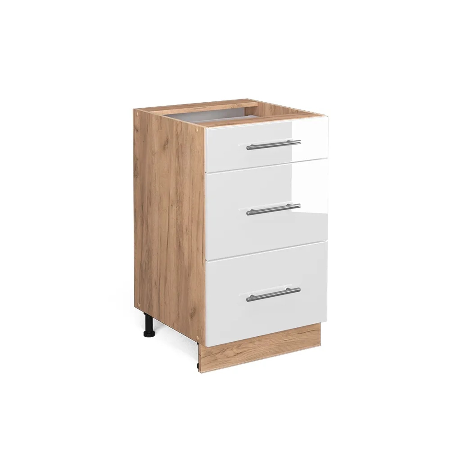 Vicco Küchenunterschrank Fame-Line Weiß Hochglanz/Goldkraft Eiche 50 cm ohne Arbeitsplatte