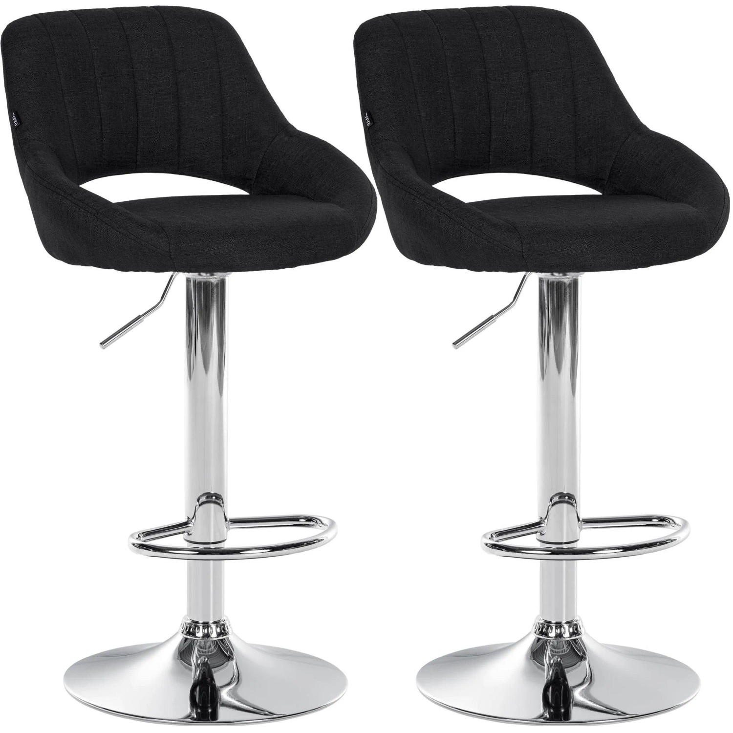 CLP 2er Set Barhocker Milet Stoff Metall in Chromoptik/schwarz