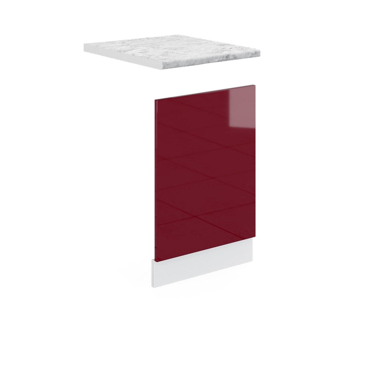 Vicco Frontblende R-Line Geschirrspüler Fronttür Bordeaux Hochglanz/Weiß 45 cm AP Marmor