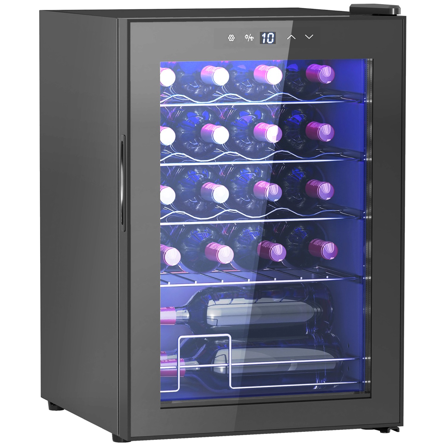 HOMCOM Weinkühlschrank  Metall Hartglas Schwarz 45L x 43B x 64H cm günstig online kaufen