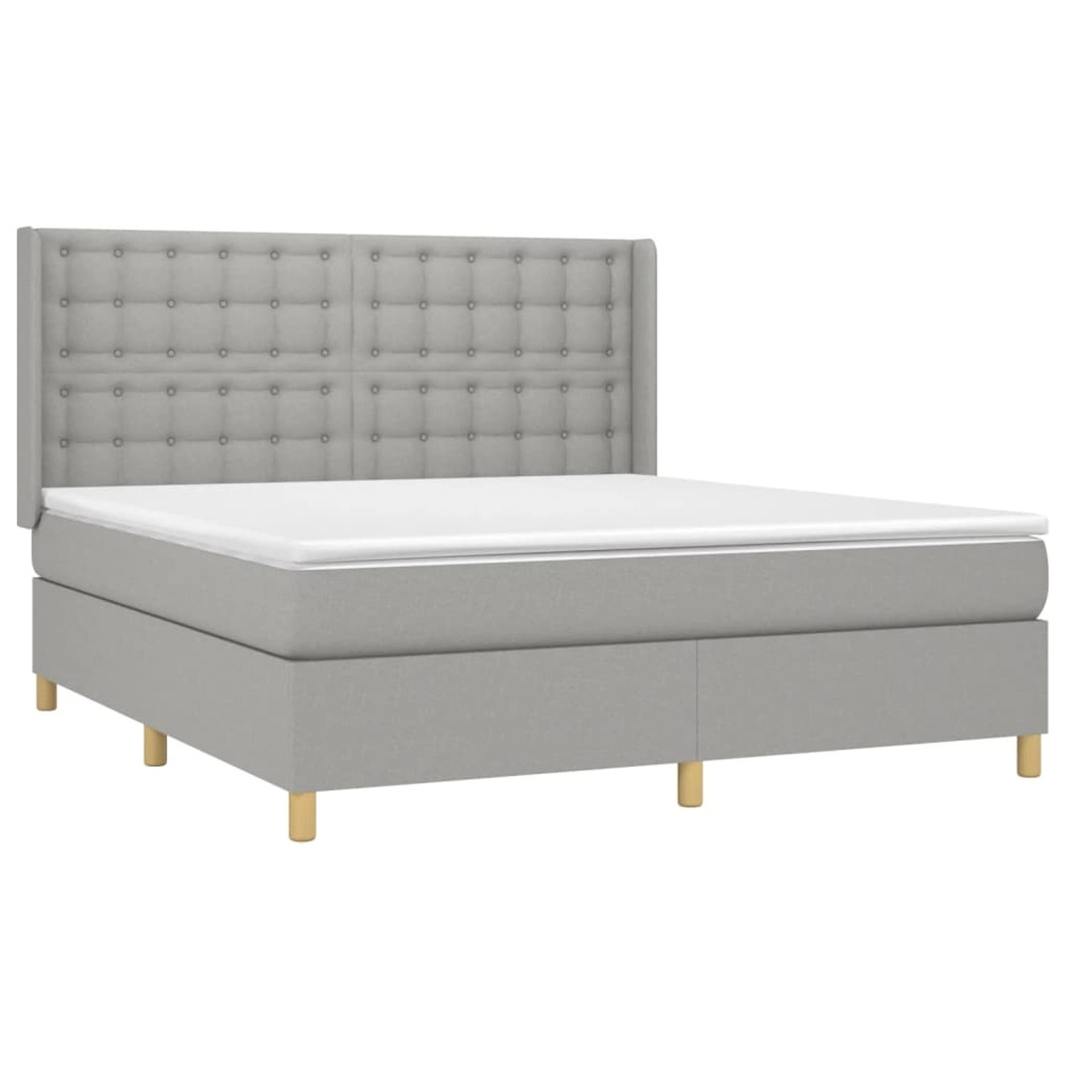 vidaXL Boxspringbett mit Matratze & LED Hellgrau 180x200 cm Stoff 3139213 günstig online kaufen