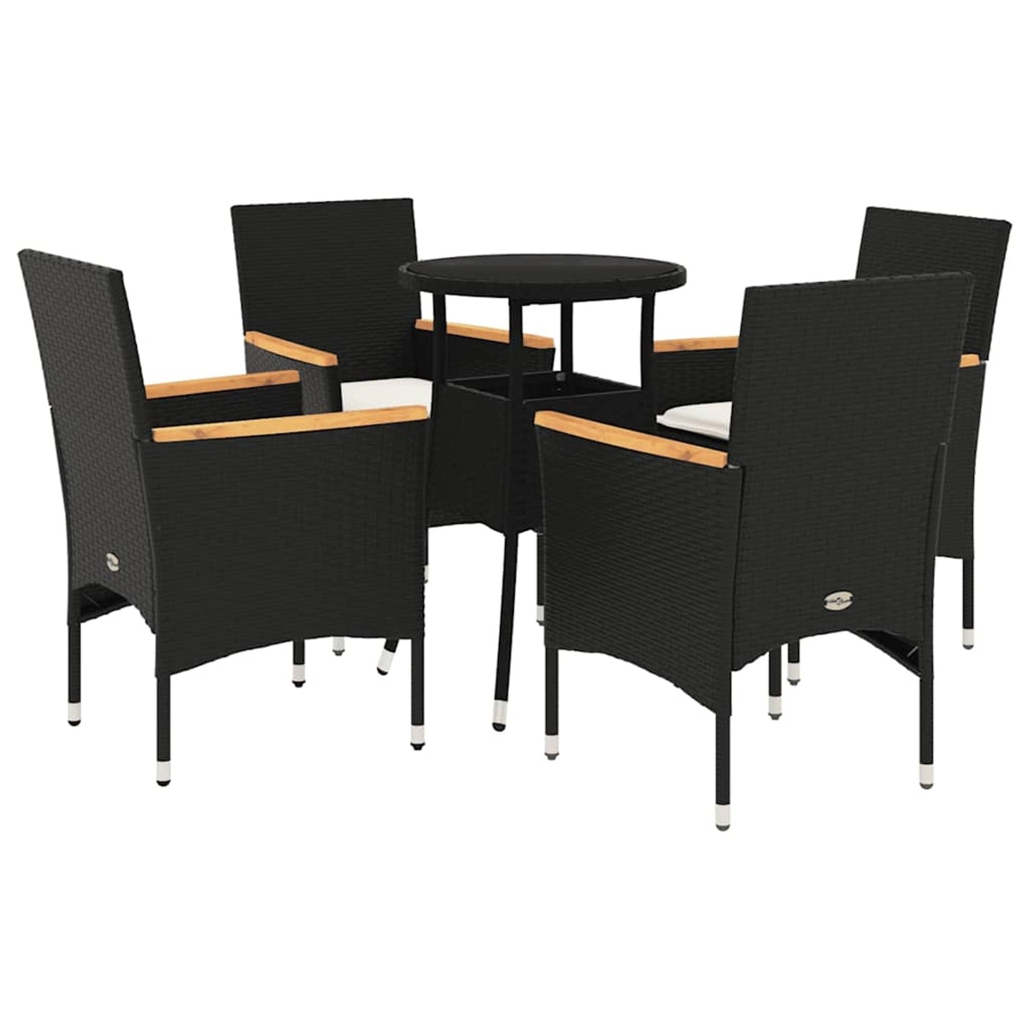 vidaXL 5-Tlg Garten-Essgruppe mit Kissen Schwarz Poly Rattan und Glas 32787 günstig online kaufen
