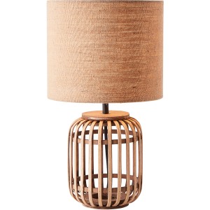 Brilliant Tischleuchte Woodrow Natur: Designlampe aus Bambus mit Stoffschirm, Ø 24 cm.