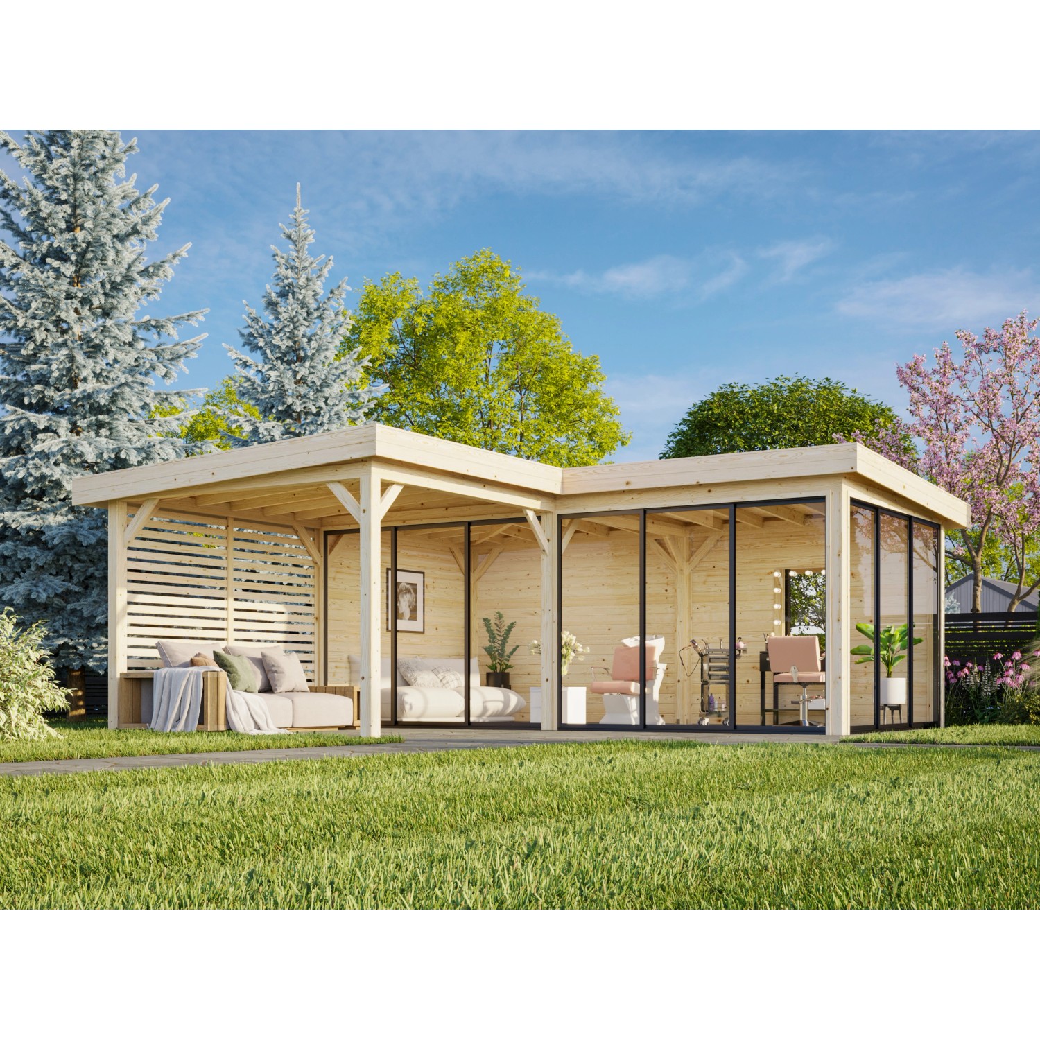 Palmako Pavillon Lenna Set 414 Slide 588 x 588 cm Lackiert Weiß FSC® günstig online kaufen