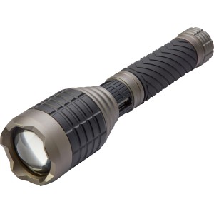 Schwarze LED-Stabtaschenlampe Z83 mit 3.500 Lumen aus Aluminium, robust und leistungsstark.