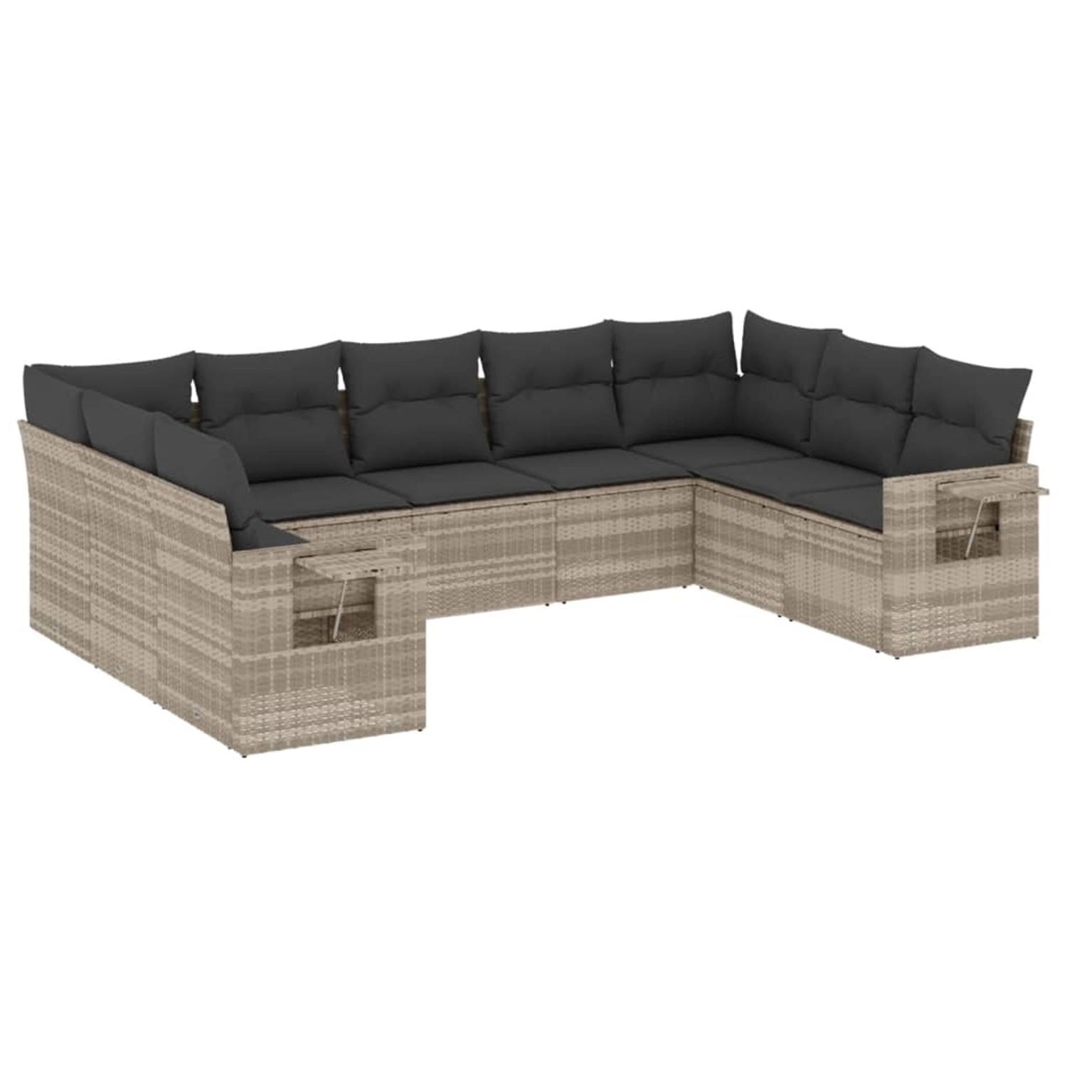 vidaXL 9-Tlg Garten-Sofagarnitur mit Kissen Hellgrau Poly Rattan 3252939 günstig online kaufen