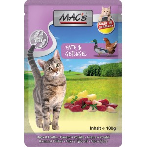Mac's Katzen-Nassfutter Ente & Geflügel, 100g. Getreidefreies Alleinfutter mit Ente und Geflügel.