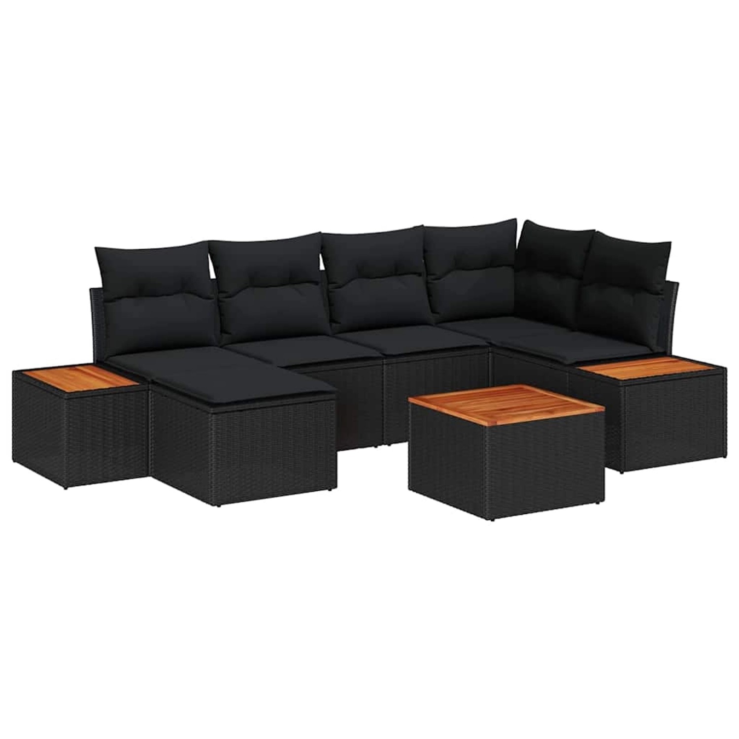 vidaXL Garten-Sofa-Set mit Kissen 7-Tlg Schwarz Poly Rattan 3348124 günstig online kaufen