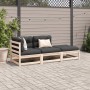 vidaXL 3-tlg. Garten-Sofagarnitur aus Kiefernholz mit anthrazitfarbenen Kissen.