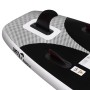 Detailaufnahme: Schwarzes, aufblasbares SUP-Board von vidaXL mit Finne. Wassersport-Zubehör.