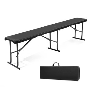 Sekey Klappbank Bierbank 180cm, Gartenbank bis 300kg, Schwarz, mit Tragegriff.