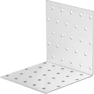 Verzinkter Winkelverbinder 80x80x80 mm mit Löchern für Holzkonstruktionen.
