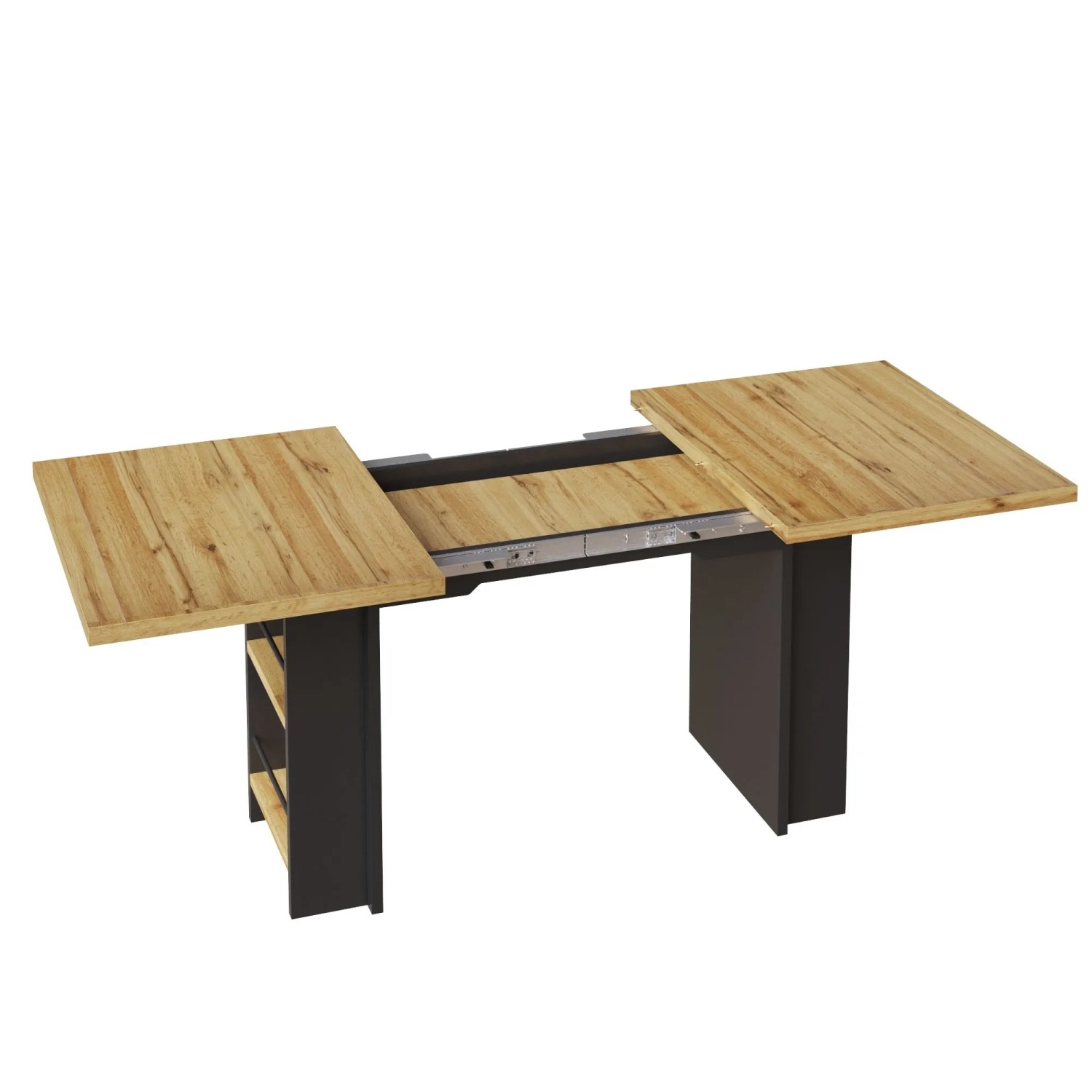 Merax Esstisch 120x160x80 cm Holzoptik Ausziehbar Regale Küche Wohnzimmer