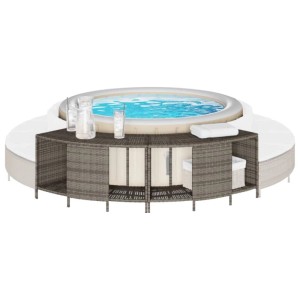 vidaXL Outdoor-Regale für Whirlpool 2 Stk Grau Poly Rattan 365619