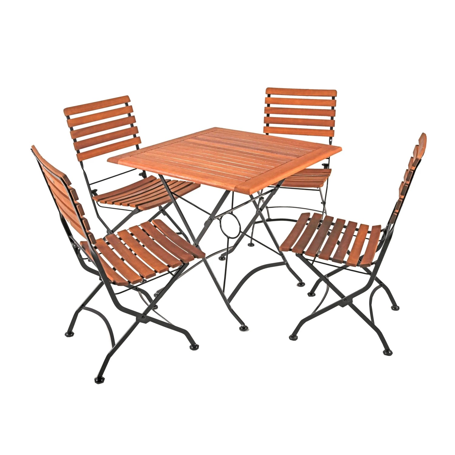 DELUKE Garten-Sitzgruppe SIRI 5-tlg. Eukalyptus HellBraun Tisch Quadratisch Ohne Armlehne Gartenmöbel-Set Gartengarnitur...