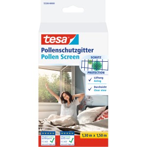 Tesa Pollenschutzgitter, 1,3x1,5m, Anthrazit. Fenster-Insektenschutz für Allergiker.