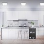 Briloner LED Deckenleuchte, Chrom matt, 30x30cm, in moderner Küche.