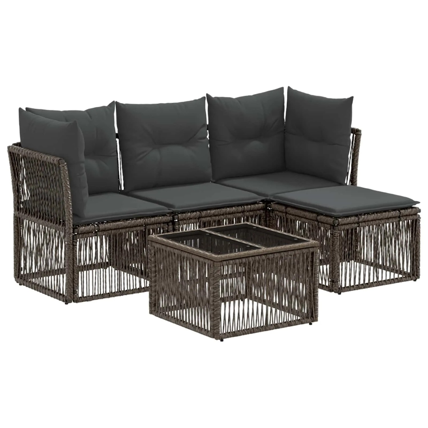 vidaXL Gartensofa-Set 5-Tlg Grau Poly-Rattan 3434201