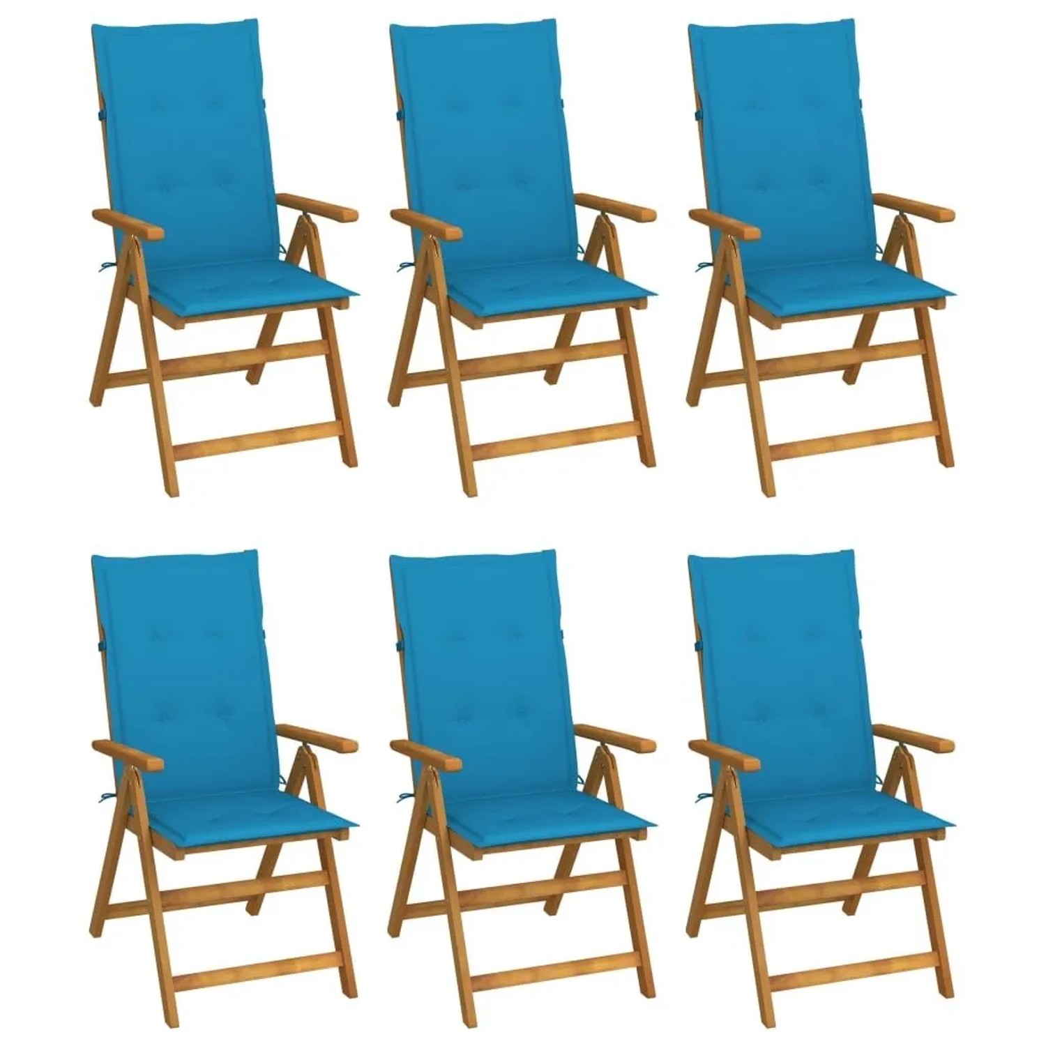 vidaXL Klappbare Gartenstühle 6 Stk mit Auflagen Massivholz Akazie 3064123