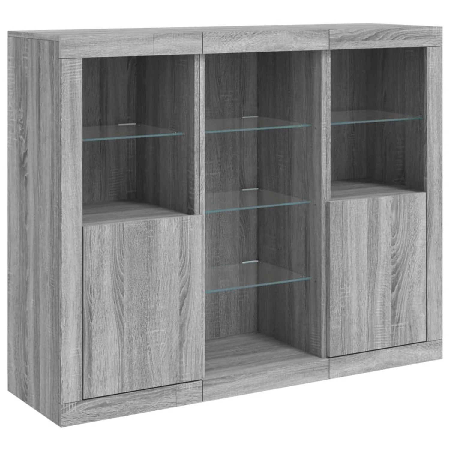 vidaXL Sideboards mit LED-Leuchten 3 Stk Grau Sonoma Holzwerkstoff 3209126 günstig online kaufen