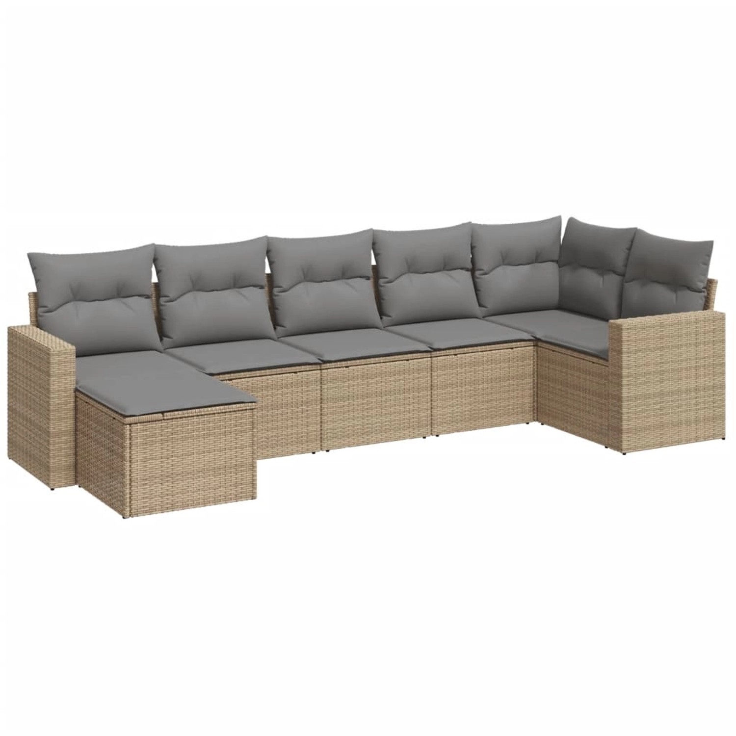 vidaXL 7-tlg Garten-Sofagarnitur mit Kissen Beige Poly Rattan Modell 60 günstig online kaufen